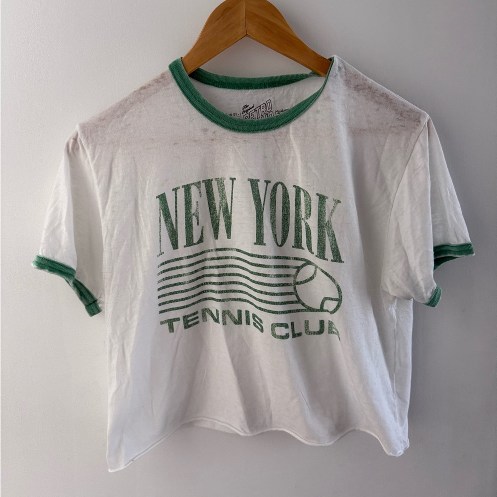 The Original Retro Brand White and Green New York Tennis Club T-Shirt Size M